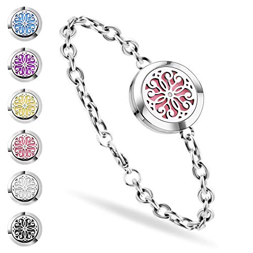 Product Cover SS SHOVAN Aromatherapy Bracelet, Essential Oil Diffuser Bracelet Stainless Steel Aromatherapy Locket Bracelets for Women with 6 Color Pads,Girls Women Jewelry Set