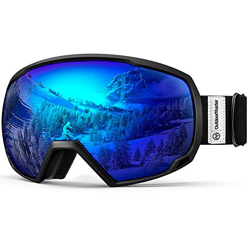 Product Cover OutdoorMaster OTG Ski Goggles - Over Glasses Ski/Snowboard Goggles for Men, Women & Youth - 100% UV Protection (Black Frame + VLT 15.4% Blue Lens)