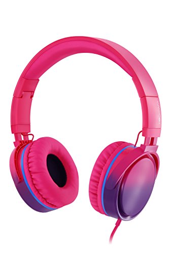 Product Cover RockPapa Over Ear Stereo Foldabe Headphones Adjustable, Noise Isolating, Heavy Deep Bass, Folding Headsets with Microphone 3.5mm for Smart Phones Tablets Computers MP3/4 DVD Gradient Pink