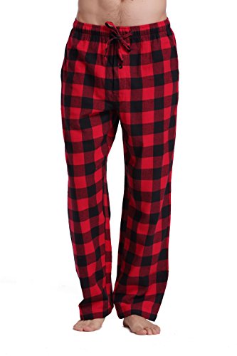 Product Cover CYZ Men's 100% Cotton Super Soft Flannel Plaid Pajama Pants-BlackRedGingham-L