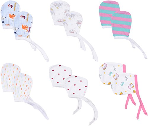 Product Cover FARETO Baby Mittens (Set of 6, Multi-Coloured, 0-3 Months)