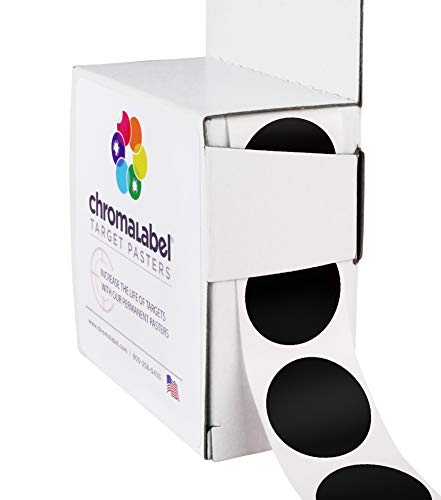 Product Cover ChromaLabel 1 Inch Permanent Round Target Pasters for Shooting and Marksmanship, 1000 per Dispenser Box, Black