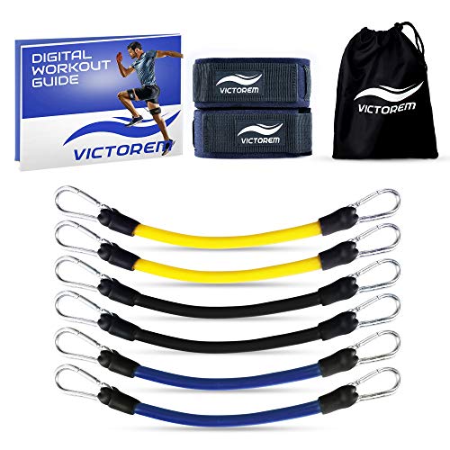 Product Cover Victorem Speed and Agility Leg Resistance Bands - Ultimate Speed Bands Set - Physical Fitness Workout Strength Training - Increase Muscle Endurance - Football, Basketball, Soccer, Track and Field