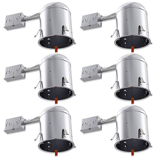 Product Cover Sunco Lighting 6 Pack 6 Inch Remodel Housing, Air Tight IC Rated Aluminum Can, 120-277V, TP24 Connector Included for Easy Install - UL & Title 24 Compliant