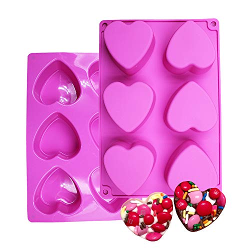 Product Cover BAKER DEPOT 6 Holes Heart Shaped Silicone Mold For Chocolate Cake Jelly Pudding Handmade Soap Mould Candy Making Set of 2