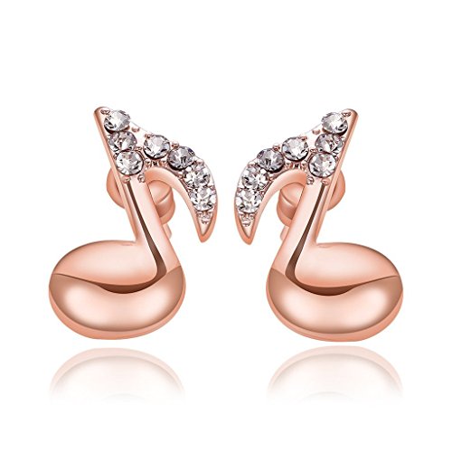 Product Cover Acxico rose gold Stainless Steel Women Fashion Music Note Stud Earrings