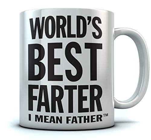 Product Cover Tstars World's Best Farter, I Mean Father Coffee Mug Christmas, for Dad, Grandpa, Husband from Son, Daughter, Grandson, Granddaughter, Wife Birthday Gift for Men Ceramic Mug 15 Oz. White