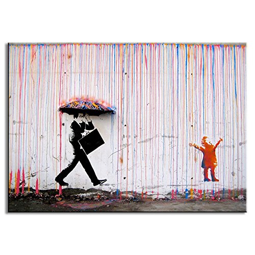 Product Cover DVQ ART - Colorful Rain Prints Paintings Modern Canvas Wall Art With Frames For Home Decorative Picture