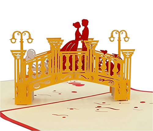 Product Cover IShareCards Papercraft Handmade 3D Pop Up Greeting Cards for Valentines,Lovers,Couple's Happy Anniversary Gifts (Love Bridge)