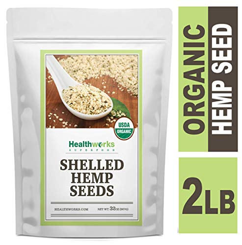 Product Cover Healthworks Shelled Hemp Seeds Organic (32 Ounces / 2 Pounds) | Premium & All-Natural | Canadian or European Sourced | Contains Omega 3 & 6, Fiber and Protein