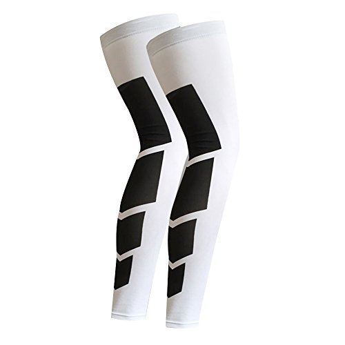 Product Cover CFR Recovery Compression Leg Sleeves (Pair) - Sport Football Basketball Cycling Strech Leg Knee Long Sleeve White,XL