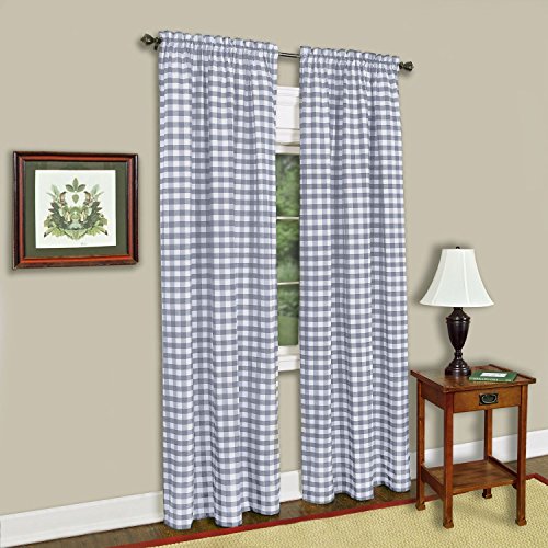 Product Cover Achim Home Furnishings, Grey & White Buffalo Check Window Curtain Single Panel, 42