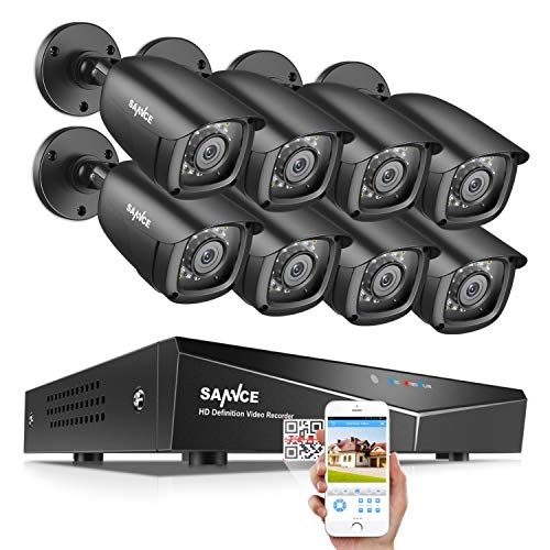 Product Cover SANNCE 8CH Security Surveillance System H.264 1080N Wired DVR and (8)×1080P Weatherproof CCTV Camera System for Indoor Outdoor, 100ft Night Vision,Easy Remote Access,Smart Playback, NO Hard Drive