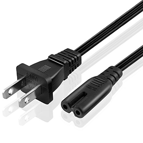 Product Cover TNP Universal 2 Prong Power Cord (1 Feet) - NEMA 1-15P to IEC320 C7 Figure 8 Shotgun Connector AC Supply Cable Wire Socket Plug Jack (Black) Compatible with Apple TV, PS4, PS3 Slim, LED HDTV
