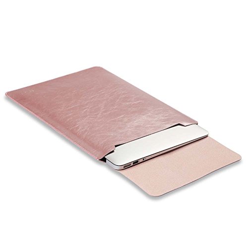 Product Cover Soyan Leather Laptop Sleeve for 13-Inch MacBook Pro 2012-2015 and 13-Inch MacBook Air 2011-2017, Fits Model A1466/A1502/A1425 (Rose Gold)