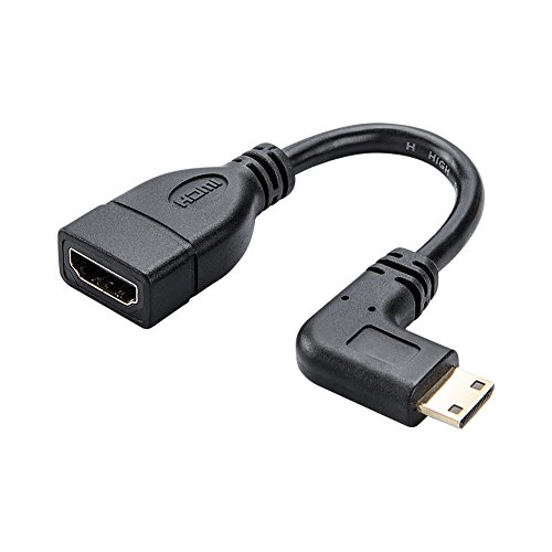 Product Cover Mini HDMI to HDMI Cable, CableCreation 0.5ft 90 Degree Left Angle Mini-HDMI Male to HDMI Female Adapter,Support 1080P Full HD,3D,for Camera,Camcorder,Graphics Card,Laptop,Tablet,HDTV,Projector,Black