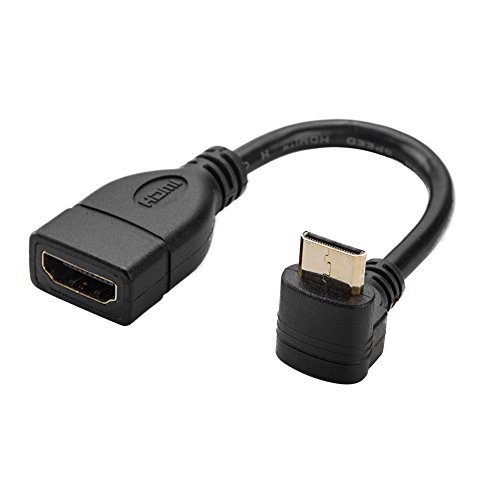 Product Cover Mini HDMI to HDMI Cable 0.5ft, CableCreation 90 Degree Upward Angle Mini-HDMI Male to HDMI Female Adapter, Support 1080P Full HD, 3D,for Camera, Camcorder, Graphics Card, Laptop,Tablet, HDTV, Black