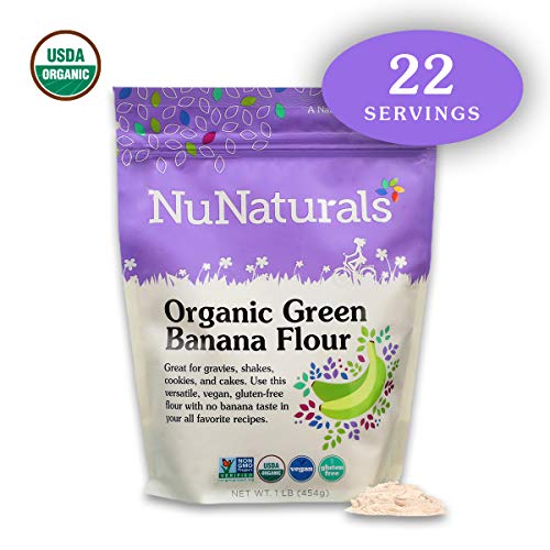 Product Cover NuNaturals Organic Green Banana Flour Certified Organic, Non-GMO, Vegan, Gluten Free, 22 Servings (1 lb)