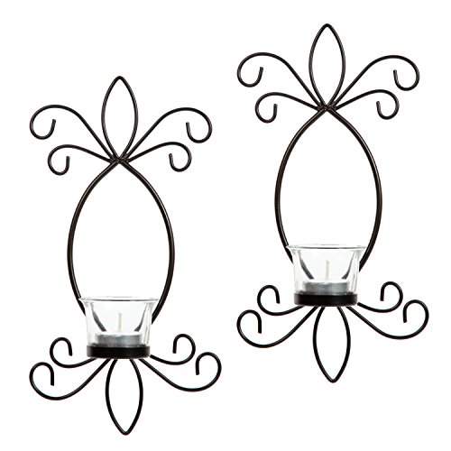 Product Cover Hosley Set of 2 Iron Tea Light LED Candle Wall Sconces- 11.5