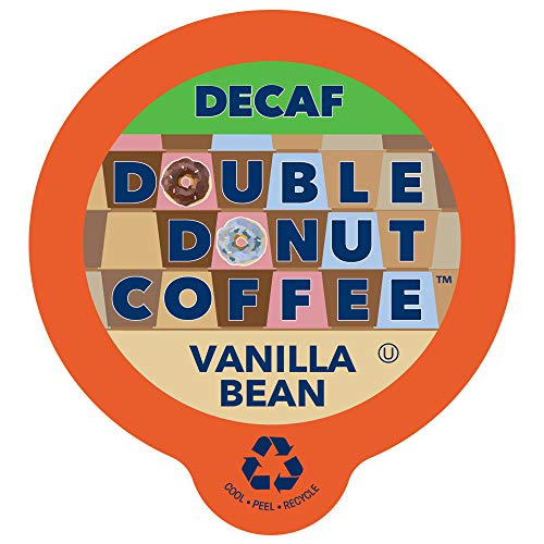 Product Cover Double Donut Medium Roast Decaf Coffee Pods, Vanilla Bean Flavored, for Keurig K-Cup Machines, 24 Single-Serve Capsules per Box