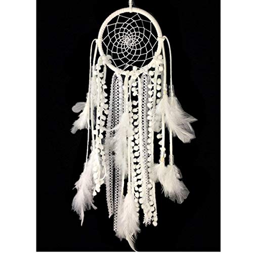 Product Cover Dremisland Dream Catcher Handmade Traditional White Feather Wall Hanging Car Hanging Home Decoration Ornament Decor Ornament Craft Gift (White Feather)