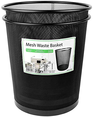 Product Cover Greenco GRC2586 Mesh Round Wastebasket Trash Can, 4.5 Gallon, Black, 2 Pack