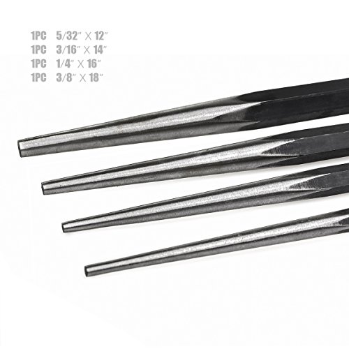 Product Cover 4pcs Long Taper Punch Set, Alignment Punch Set Mechannics Steel 12
