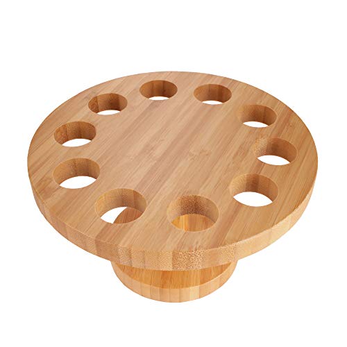 Product Cover BambooMN 7.25 Inch Natural Bamboo Circle Food Cone Display Tamaki Stand for Restaurants, Catered Events, Party or Buffets, Holds up to 10 Cones