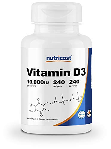 Product Cover Nutricost Vitamin D3 10,000 IU, 240 Softgel Capsules - Potent, Non-GMO, Gluten Free