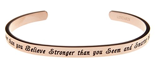 Product Cover Kendasun Jewelry You are Braver Than You Believe Stronger Than You Seem and Smarter Than You Think Cuff Bangle Bracelet (Rose Gold)