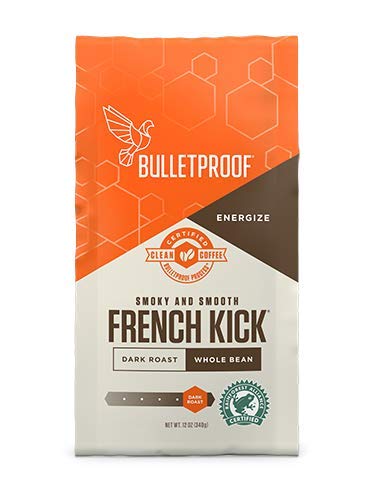Product Cover Bulletproof French Kick Whole Bean Coffee, Premium Dark Roast Gourmet Organic Beans, Rainforest Alliance Certified, Perfect for Keto Diet, Upgraded Clean Coffee (12 Ounces)