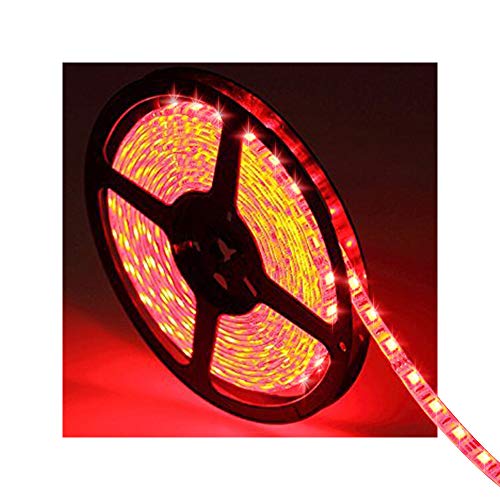Product Cover Water-Resistance IP65, 12V Waterproof Flexible LED Strip Light, 16.4ft/5m Cuttable LED Light Strips, 300 Units 3528 LEDs Lighting String, LED Tape(Red) Power Adapter not Included