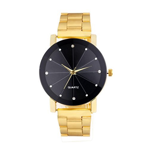 Product Cover Hunputa Luxury Quartz Fashion Stainless Steel Dial Stainless Band Wrist Watch (Gold)