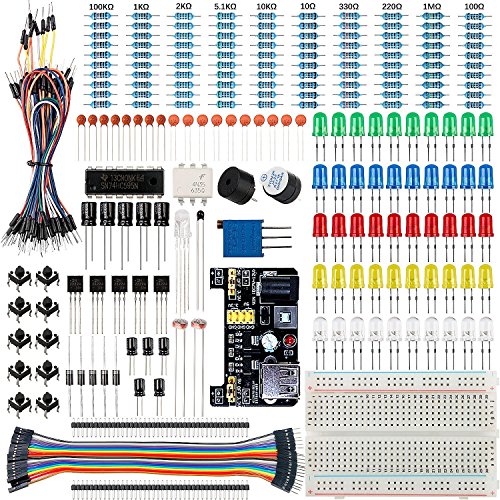 Product Cover Smraza Basic Starter Kit with Breadboard, Power Supply, Jumper Wires, Resistors, LED, Compatible with Arduino R3, Mega2560, Nano, Raspberry Pi