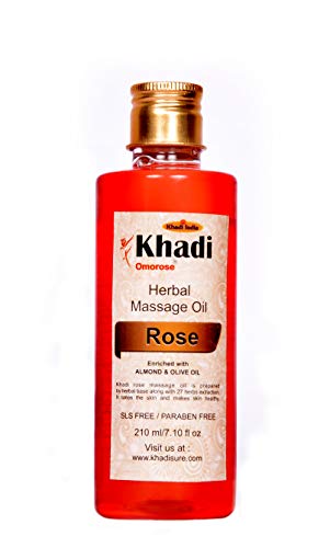 Product Cover KHADI Omorose Rose massage Oil, 210ml with Almond, Olive, Jojoba, Sesame and Vitamin E