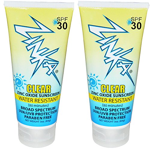 Product Cover Zinka Clear Zinc Oxide Water Resistant SPF 30 Sunscreen Paraben Free 3 Ounce (Pack of 2)