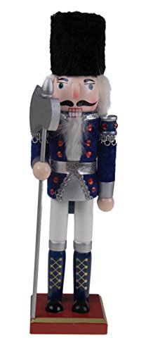 Product Cover Clever Creations Traditional Soldier Nutcracker Collectible Wooden Christmas Nutcracker | Festive Holiday Decor | White and Blue Velvet Uniform | Holding Silver Halberd Axe | 100% Wood | 12