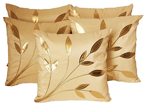 Product Cover Czar Home Cream Beige Golden Cushion Covers 16X16 Set of 5