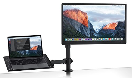 Product Cover Mount-It! MI-4352MN Laptop Desk Stand and Monitor Mount, Full Motion Height Adjustable Holder, Fits up to 17 Inch Notebooks, VESA 75, 100 Compatible with 22, 23, 24, 27 inch Screens, Carries 44 Lb