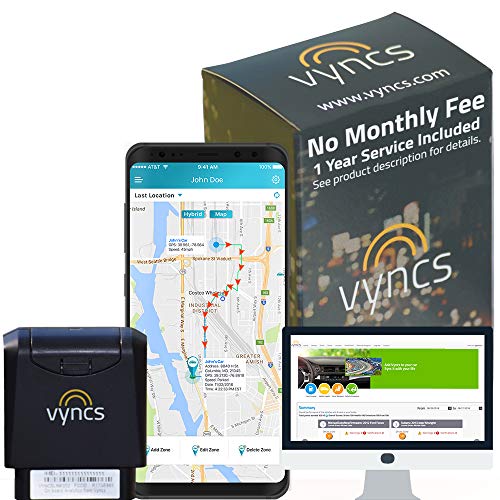 Product Cover GPS Tracker for Vehicles Vyncs No Monthly Fee Real Time Tracker 1 Year Data Incl. USA & Worldwide SIM Car Tracker OBD Trips, Driving Alert, Engine Data for Teens, Seniors, Family, Auto, Fleets - Alexa
