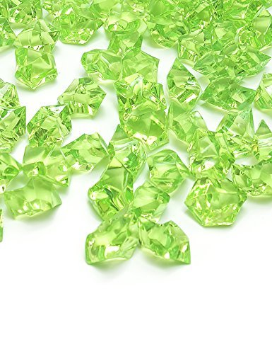 Product Cover Green Fake Crushed Ice Rocks, 150 PCS Fake Diamonds Plastic Ice Cubes Acrylic Clear Ice Rock Diamond Crystals Fake Ice Cubes Gems for Home Decoration Wedding Display Vase Fillers by DomeStar