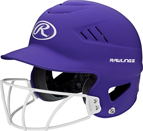 Product Cover Rawlings Highlighter Series Coolflo Youth Baseball/Softball Batting Helmet with Face Guard, Matte Neon Purple