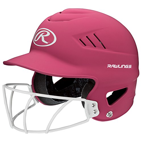 Product Cover Rawlings Highlighter Series Coolflo Youth Baseball/Softball Batting Helmet with Face Guard, Matte Neon Pink