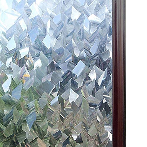 Product Cover rabbitgoo Privacy Window Film 3D Crystal Icicles Stained Glass Film No Glue Static Cling Window Covering Anti-UV Window Sticker Self-Adhesive Vinyl Glass Film for Home Office 35.4 x 78.7 inches