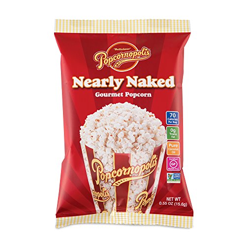 Product Cover Popcornopolis Gourmet Popcorn Snack Bags, Pack of 24 Nearly Naked 0.55 Ounce Bags