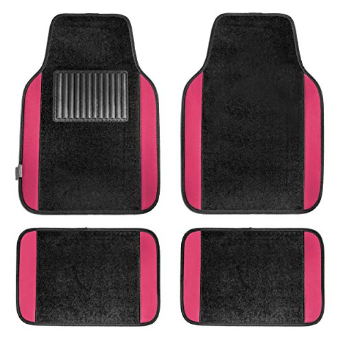 Product Cover FH Group F14407PINK Premium Full Set Carpet Floor Mat (Sedan and SUV with Driver Heel Pad Pink)