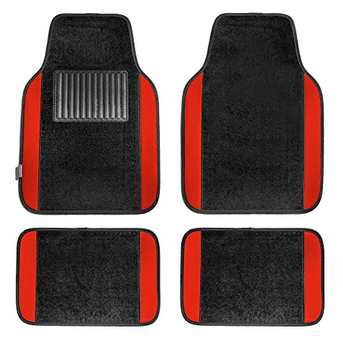 Product Cover FH Group F14407RED Premium Full Set Carpet Floor Mat (Sedan and SUV with Driver Heel Pad Red)