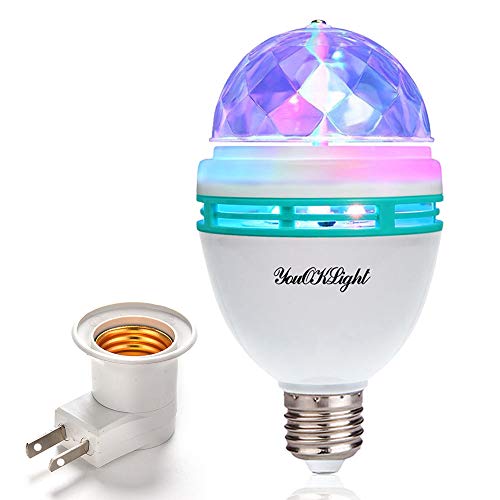 Product Cover YouOKLight E26/E27 Full Color Rotating Lamp LED Strobe Bulb Multi Crystal Stage Light for Disco Birthday Party Club Bar