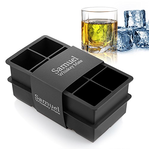 Product Cover Samuelworld Ice Cube Tray Large Size Silicone Flexible 8 Cavity Ice Maker for Whiskey and Cocktails, Keep Drinks Chilled (2pc/Pack)