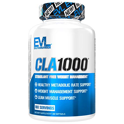Product Cover Evlution Nutrition CLA 1000, Conjugated Linoleic Acid, Weight Loss Supplement, Metabolism Support, Stimulant-Free (180 Servings)